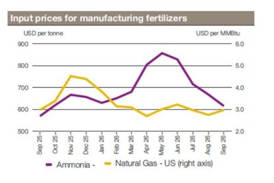 Los fertilizantes nitrogenados rompen en septiembre cinco meses de descensos segun AMIS